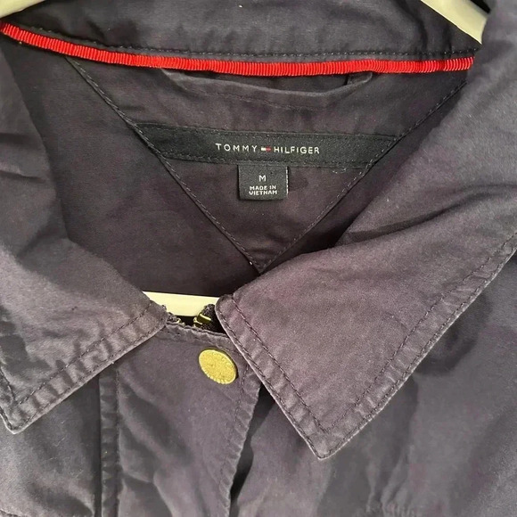 Tommy Hilfiger Utility Jacket Navy Blue Zipper Closure Snap Button Pocket sz M - Picture 2 of 12